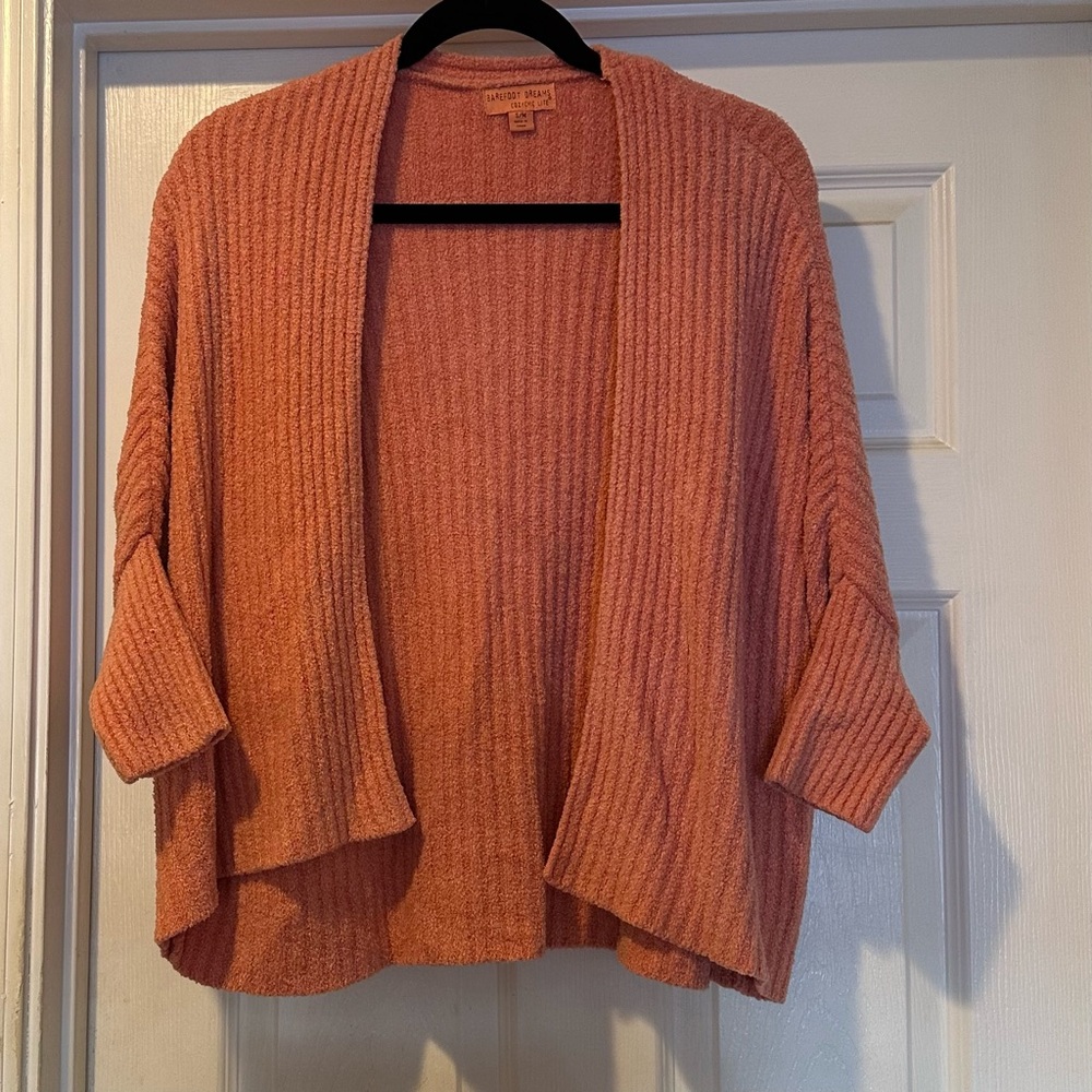 Women’s Barefoot Dreams CozyChic‎ Lite Ribbed Coral Oversized Open Cardigan S/M.